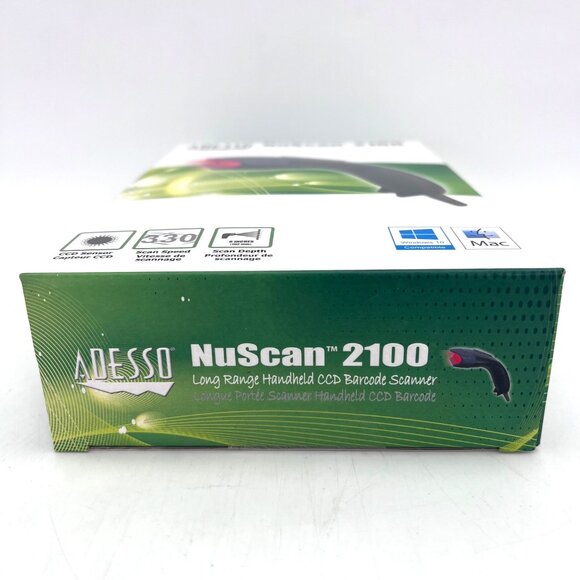 Adesso NuScan 2100 Long Range Handheld CCD Barcode Scanner Windows Mac USB Cable - Picture 9 of 16